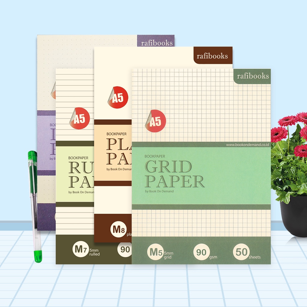 

[ rafibooks ] Kertas Bookpaper A5 90 Gsm Warna Cream Grid / Dotted/ Bergaris / Polos - Stationery