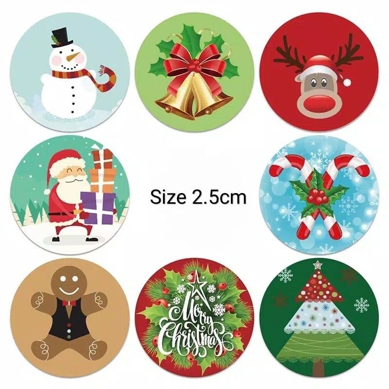 

Label Sticker Natal Christmas stiker snowman santa claus segel kemasan sealer hampers gift parcel S96 dekorasi gift box dus hadiah hiasan kartu ucapan hangtag