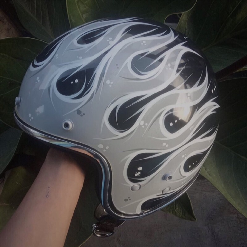 Helm Custom Riot Flame Greyy