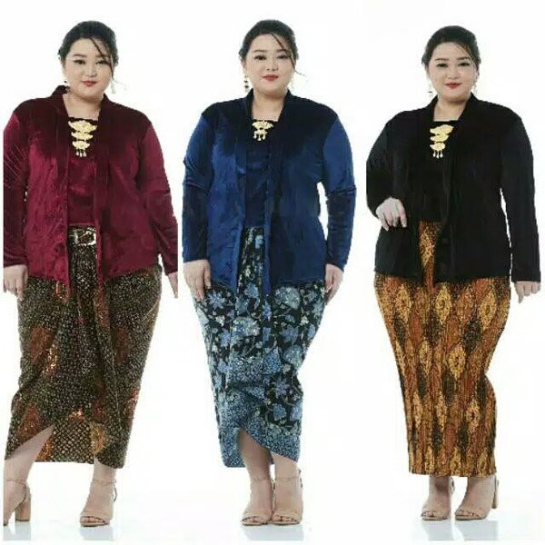 Atasan Kebaya Kutubaru Bludru Polos JUMBO