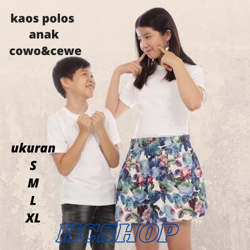 Kaos Polos Anak Ideal Usia 2-16th Unisex Cowok Cewek Kaos Oblong Anak Pakaian Anak