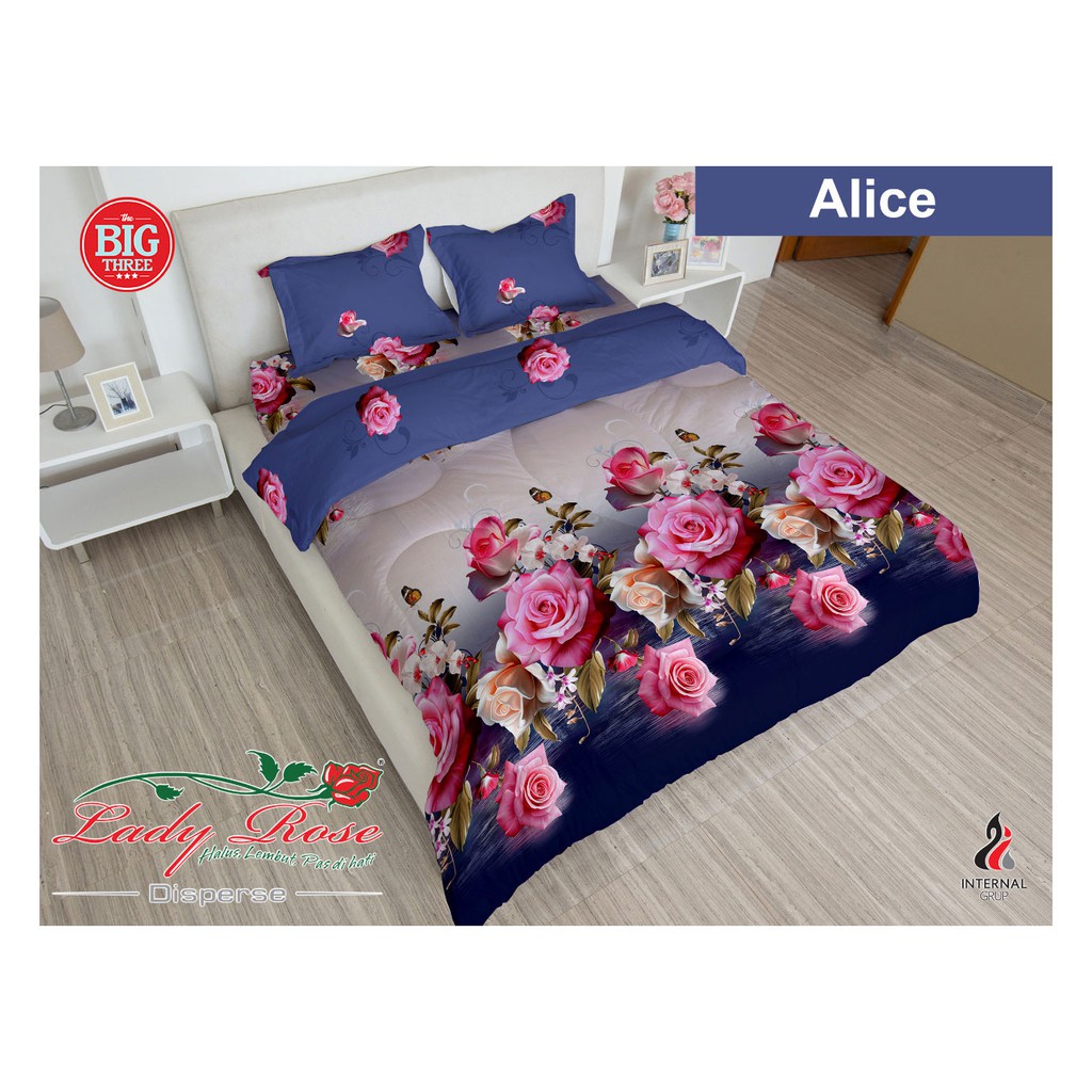 Bedcover Sprei 180x200 160x200 Lady Rose Motif Alice Ladyrose 180 160 King Queen Bunga Bc Shopee Indonesia