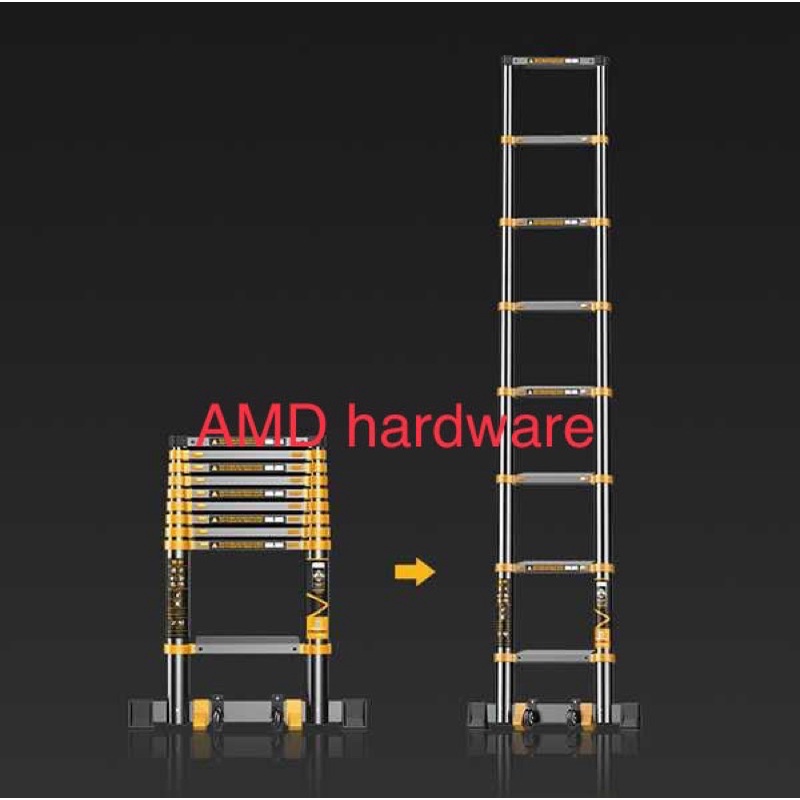 Tangga Teleskopik Telescopic 4.7M 4,7 Meter Lipat Aluminium DT Hitam Premium Single PLN Ladder