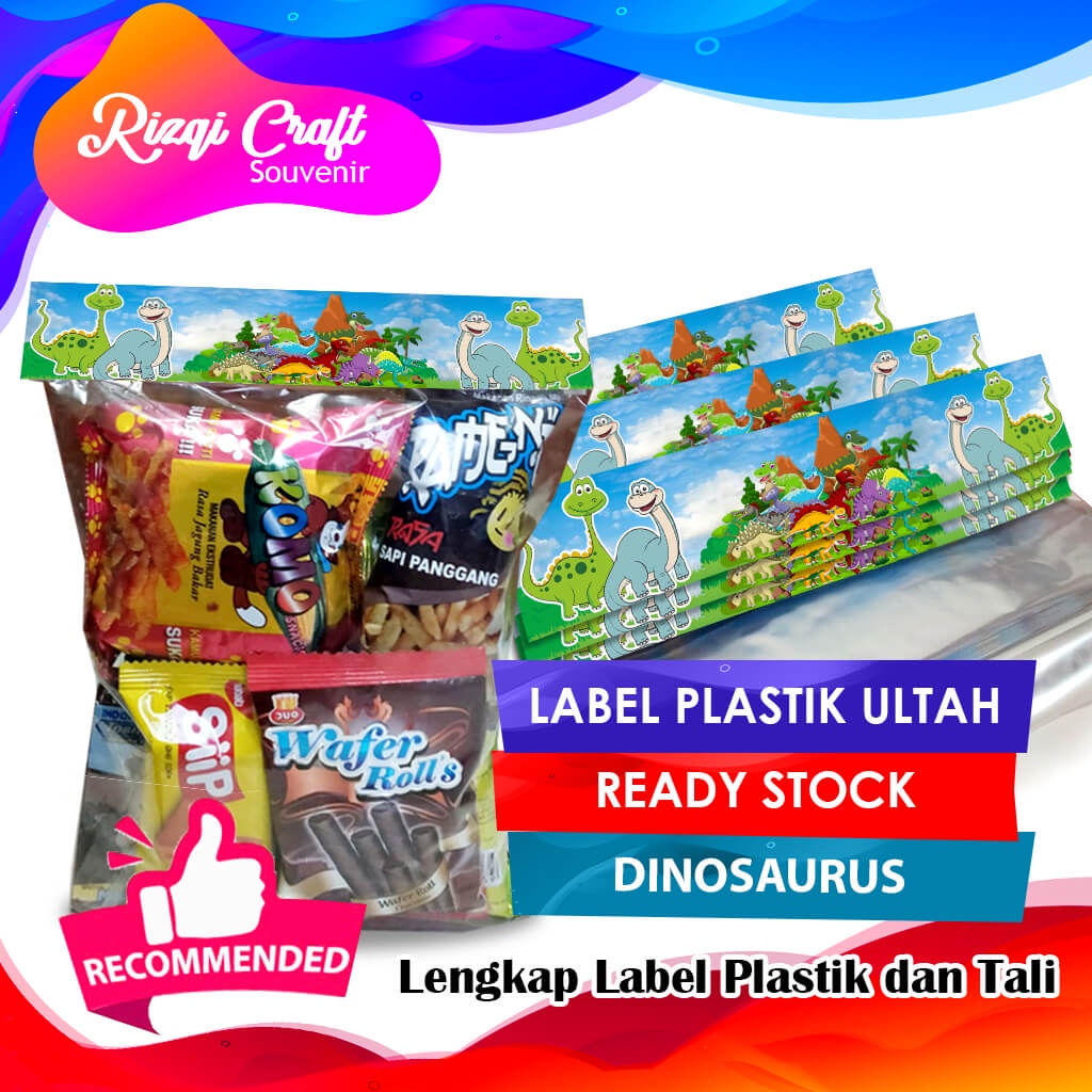 

[Ready] Tas Label Ultah Jajan Snack Plastik Ulang Tahun Gambar Dinosaurus