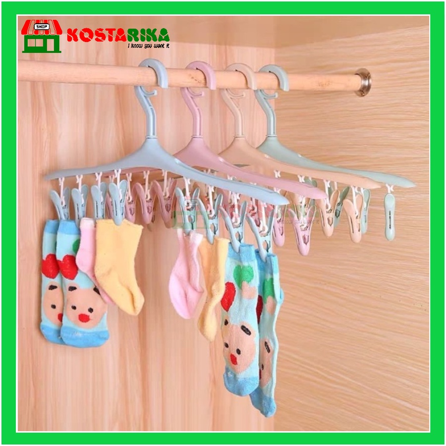 Gantungan Baju Jepit Jepitan 8 in 1 Hanger Jemuran Pakaian Kaos Kaki Dan Celana  Pakaian dalam