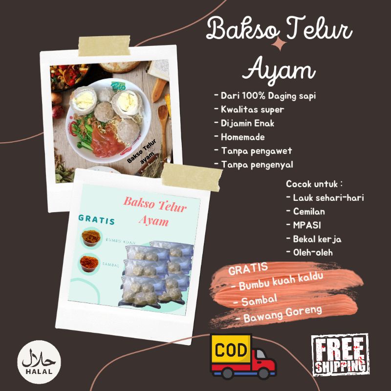 

BAKSO BASO DAGING SAPI FROZEN BEKU KWALITAS SUPER NO.1 ISI TELUR AYAM ENAK HALAL HIGIENIS UNTUK MENU HARIAN, MPASI, OLEH-OLEH, CEMILAN MURAH COD GRATIS ONGKIR BONUS BUMBU BAKSO SAMBAL BUBUK DAN BAWANG GORENG