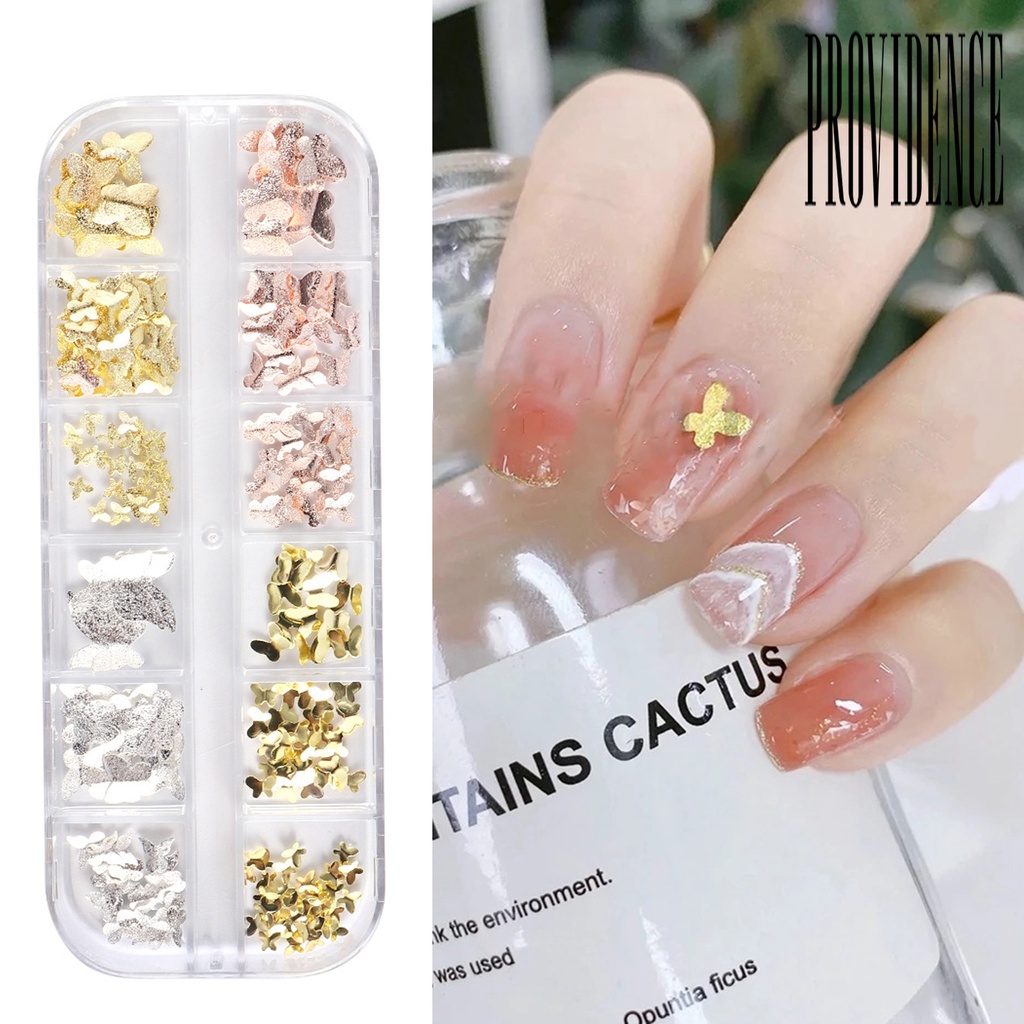 1 Kotak Ornamen Kupu-Kupu 3D Bahan Metal Tahan Karat Untuk Dekorasi Nail Art