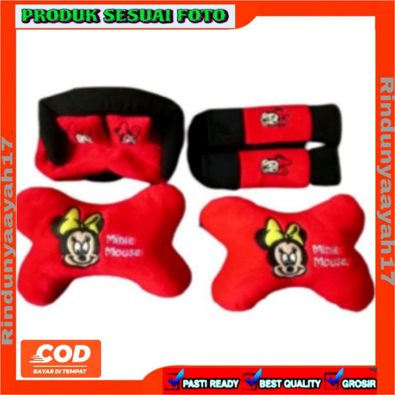 Bantal Mobil/Bantal leher Headrest Car set 3in1/Aksesoris Mobil