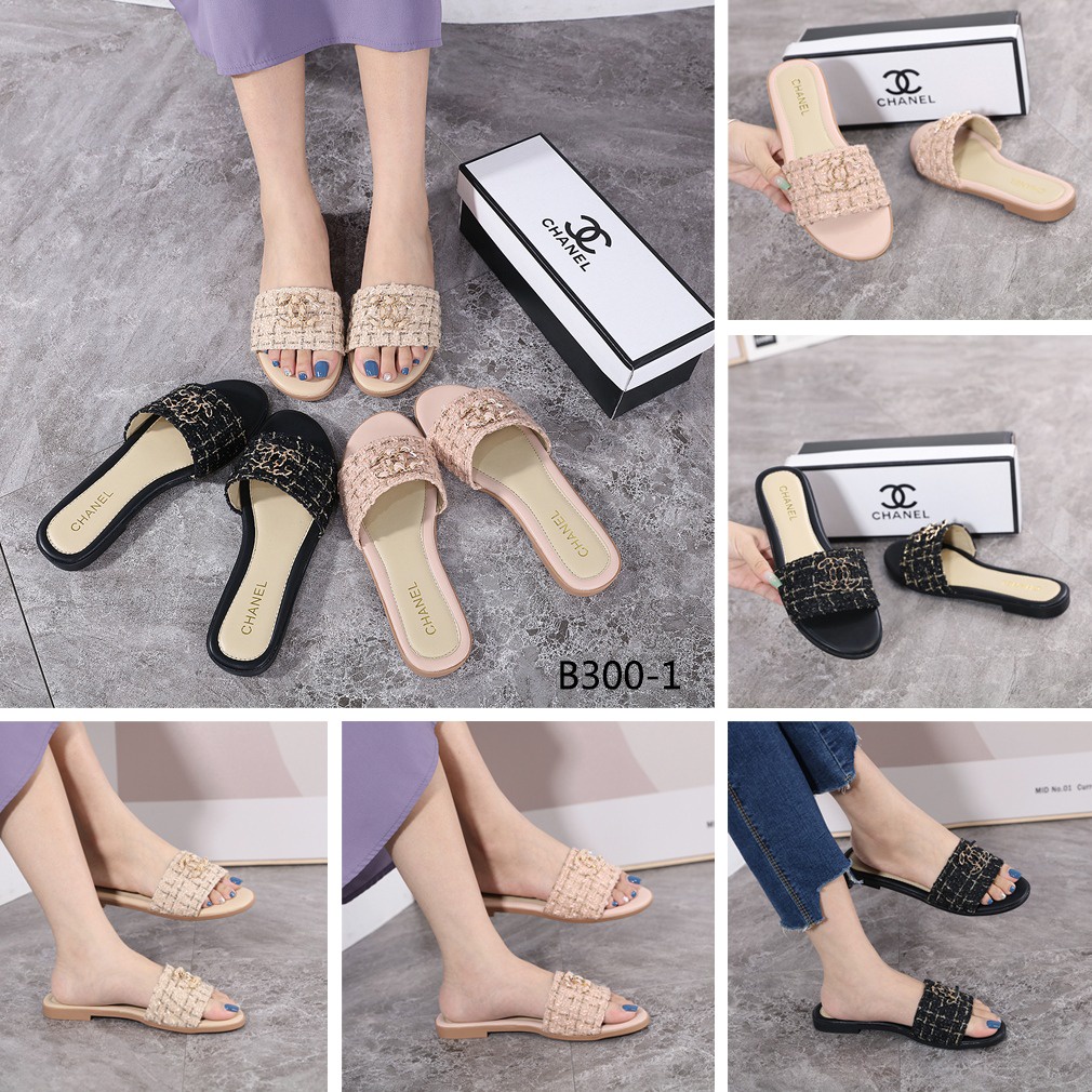 CH Tweed Flats Slide Sandals B300-1