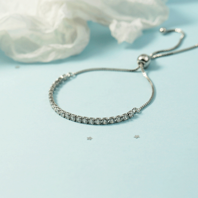 Fashion Zircon Crystal Gelang Adjustable Korea Fashion Style Kepribadian Sederhana
