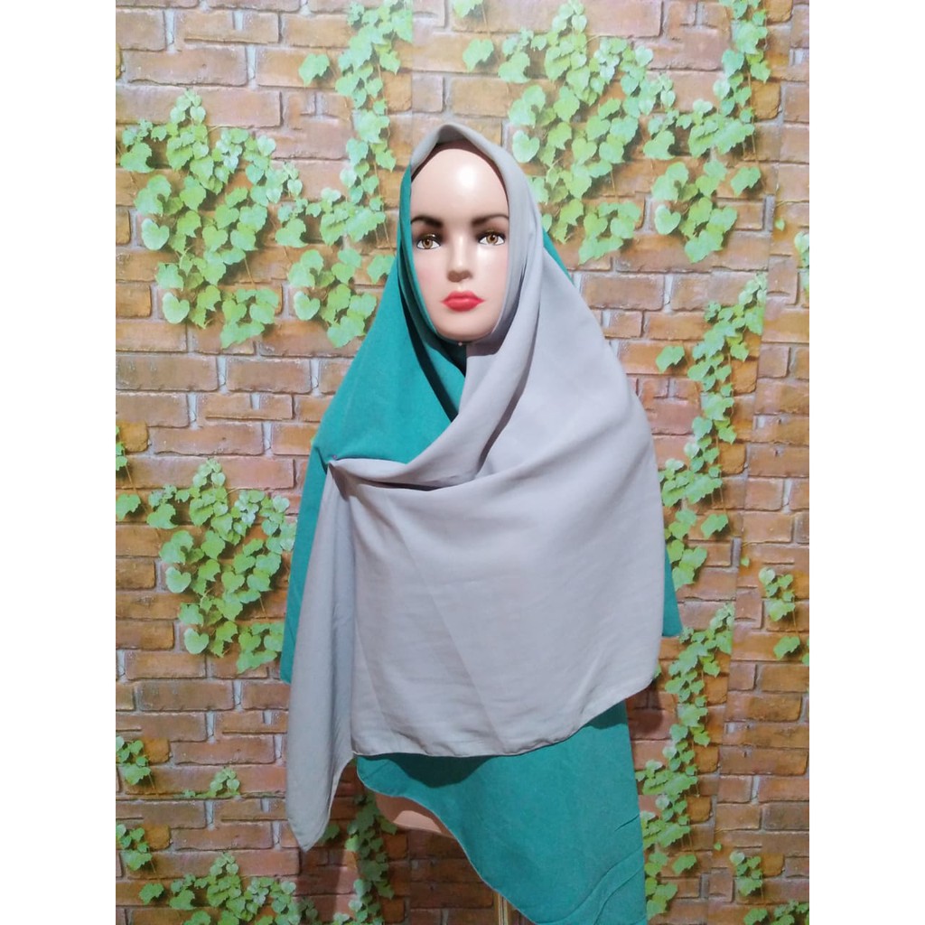 Segiempat wolfis two tone 2 warna kombinasi syari instan jilbab hijab