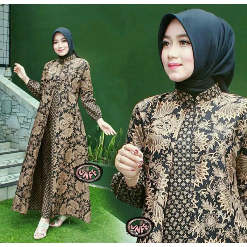 (BISA COD)Gamis Batik Jumbo Modern Premium - Dress Muslim Gamis Batik Kombinasi - Gamis Batik Terbar