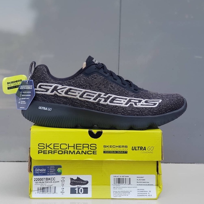 Sepatu Lari Pria Skechers Go Run Focus - Bender - Black Charcoal BNIB