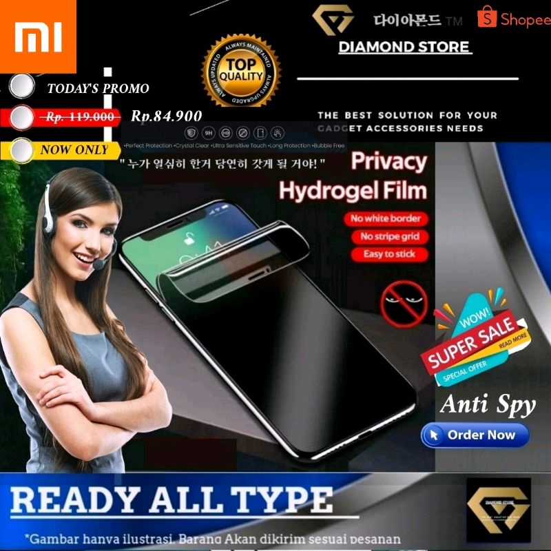 XIAOMI HIDROGEL PRIVACY ANTI SPY SCREEN PROTECTOR HYDROGEL K20 PRO S2 MI 5x A2 8 lite MI A1 12 PRO POCO F1 F2 PRO POCO F3 GT M2 M3 M4 PRO POCO X2 X3 GT NFC 12 PRO POCO M4 F4 F5 MI 11 LITE A1 A1+ K20 C40 PRO POCO M5 M5S X5 PRO 12c NOTE 12 12 PRO 12 PRO+