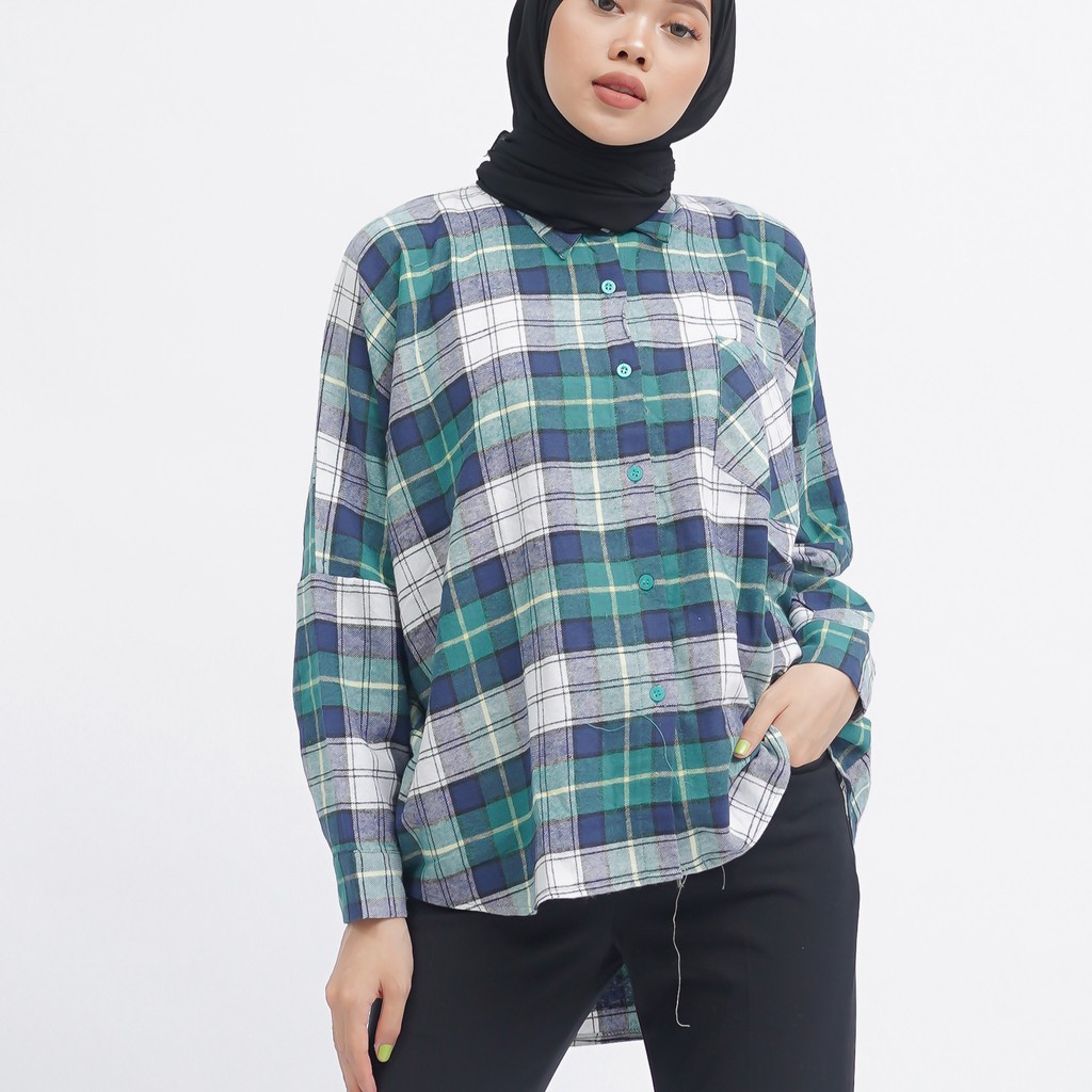 KEMEJA BOYFRIEND KOREA OVERSIZE OMBRE FLANEL PREMIUM SHIRT B341-Motif 28