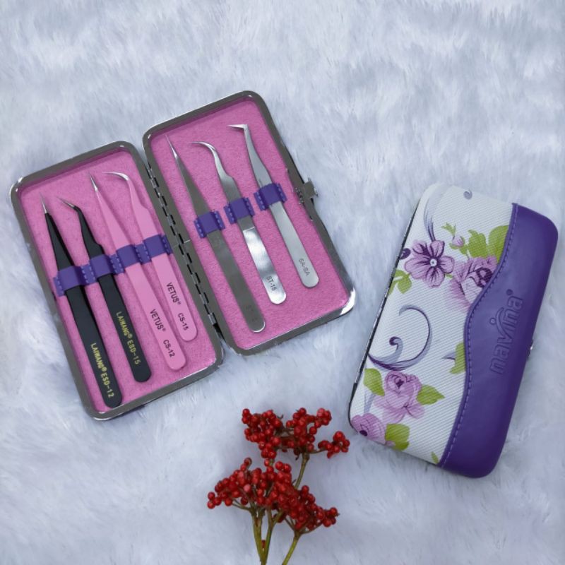 NAVINA TEMPAT PINSET TWEEZER CASE BOX ORGANIZER MENYIMPAN STORAGE EYELASH EXTENSION EXTENSIONS