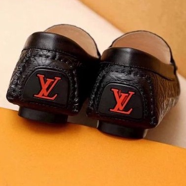 sepatu loafer lou is vuitton mirror quality shoes lv hitam kulit asli