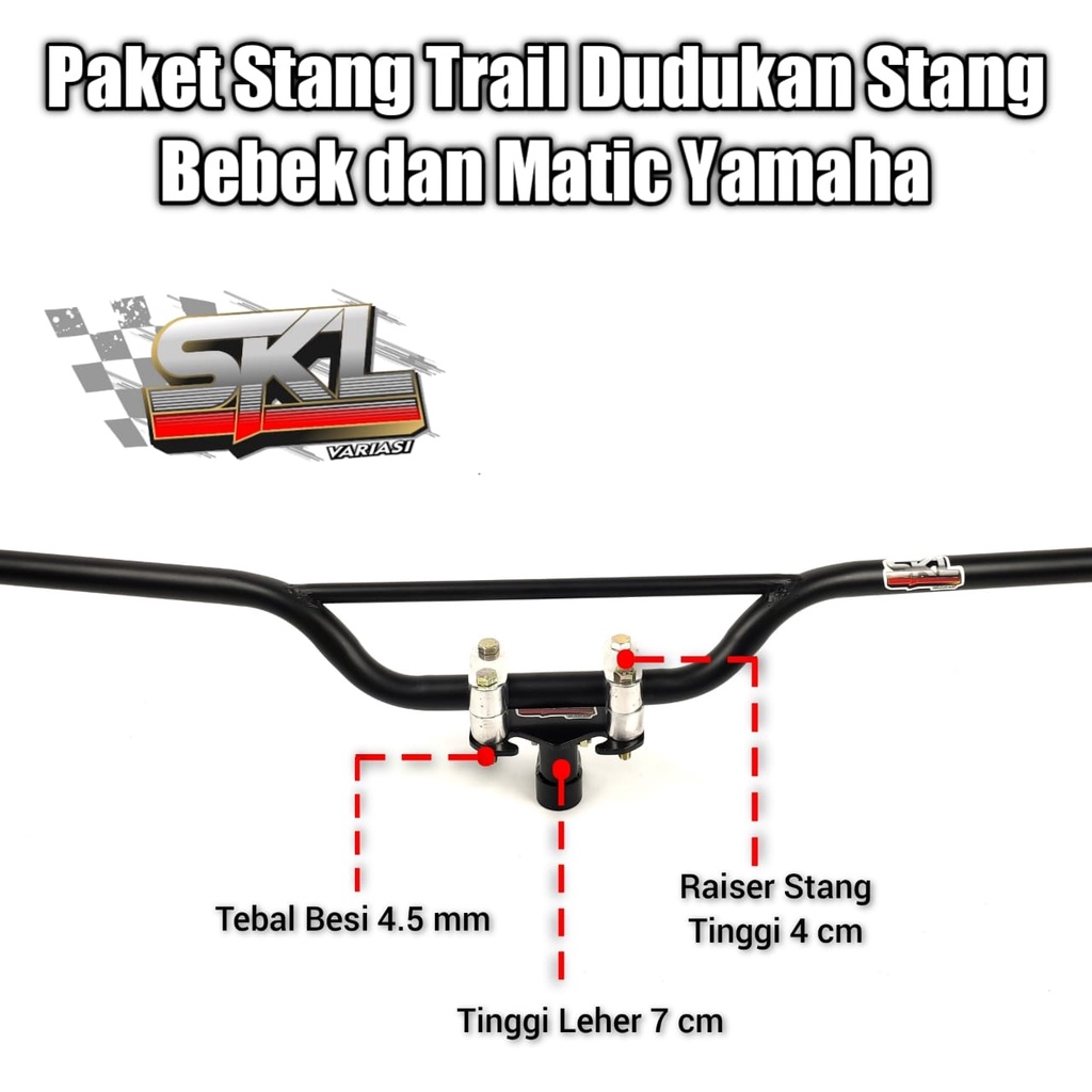 Paket Dudukan Stang Racing Trondol Matic Dan Bebek Yamaha Honda Suzuki Plus Stang Trail