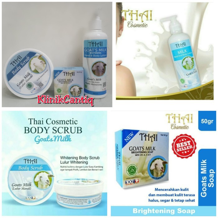 PAKET THAI GOATS MILK 3 IN 1 BODY LOTION SCRUB DAN SABUN PEMUTIH TUBUH