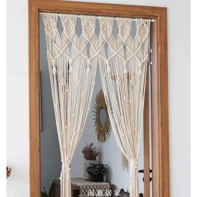 Tirai pintu macrame Tirai kekinian Tirai dinding macrame