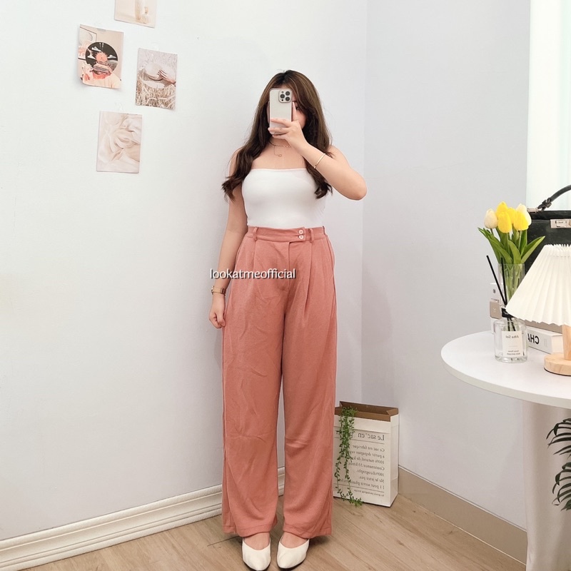 lookatmeofficial • Regina Knit Long Pants - Celana Kulot Highwaist Tebal Premium Korean Look