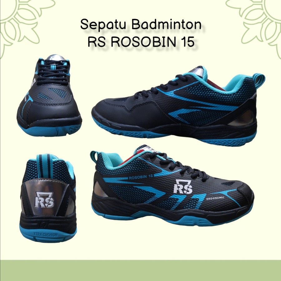 Sepatu Badminton RS ROSOBIN 15 (Hitam/Biru) Original