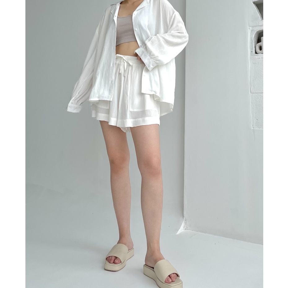 Peach Poppy JASMINE Crinkle Set Premium - Setelan Wanita Celana Pendek Premium