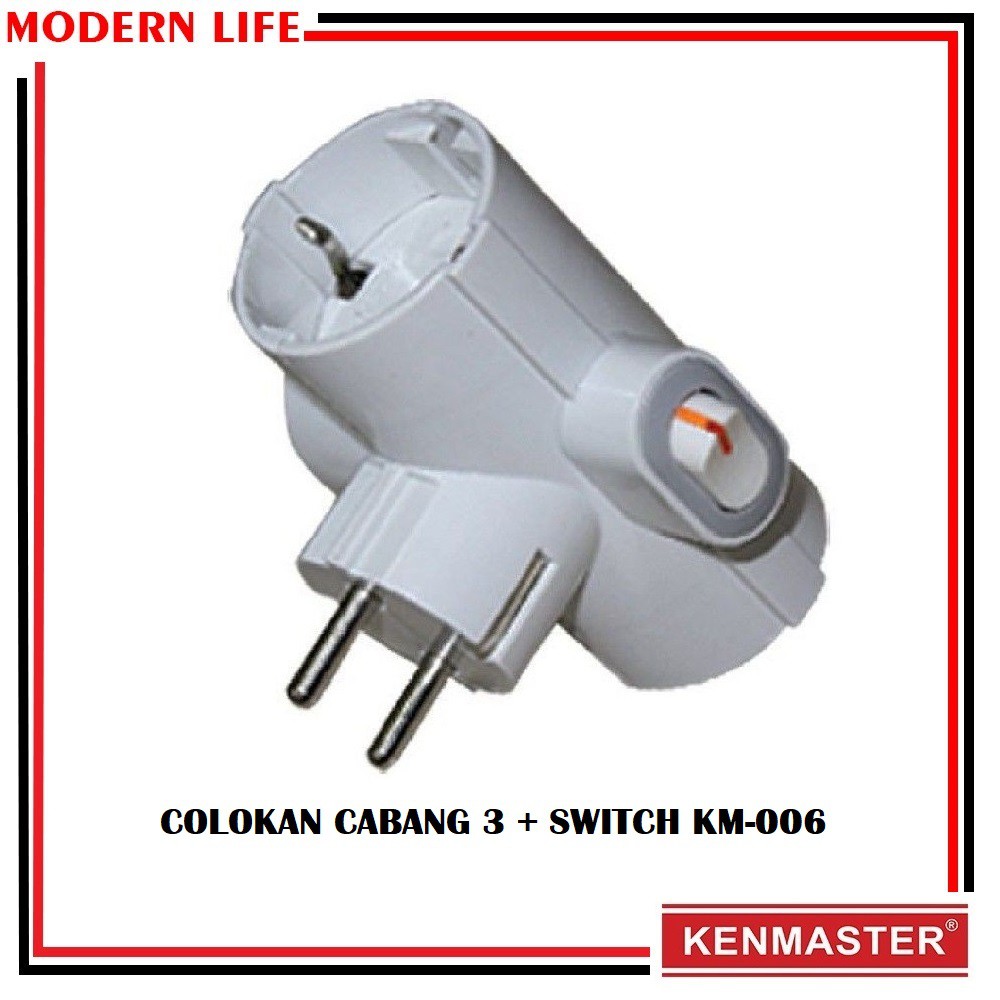 Plug Adaptor + Switch / Steker Adaptor + Saklar / Colokan 3 Kenmaster