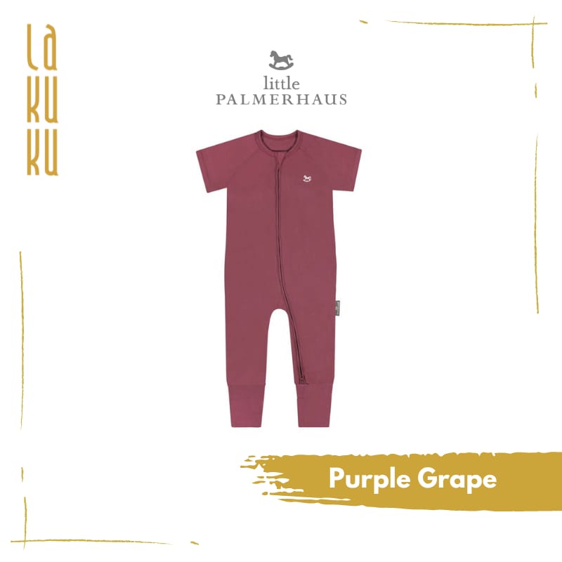 Lakuku - Little Palmerhaus Sleep and playsuit Setelan Piyama Baju Tidur Anak Bayi Sleepsuit zipper Lengan pendek Celana Panjang-purple grape