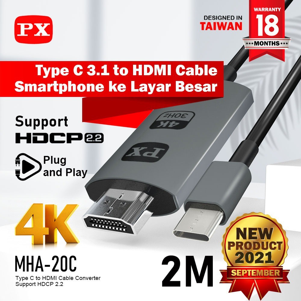 Kabel MHL USB Type C 3.1 to HDMI TV Converter 4K PX MHA-20C 2 Meter
