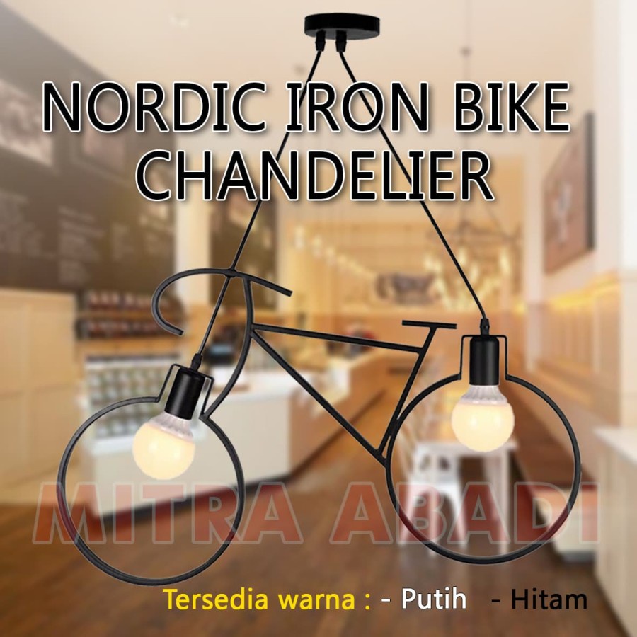 Kap Lampu Gantung Sepeda / Nordic Iron Bike Vintage Chandelier Edison