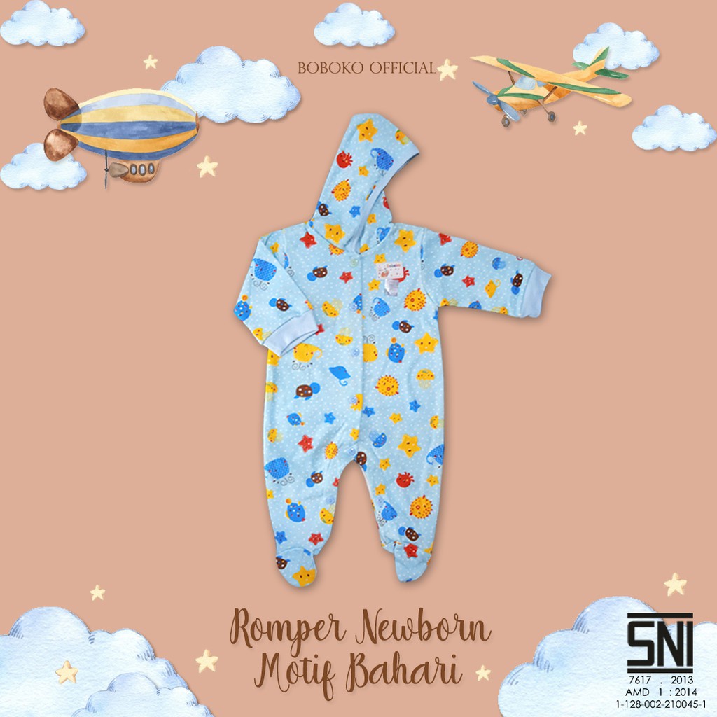 BOBOKO BAJU JUMSUIT BAYI  LENGAN TUTUP MOTIF RANDOM