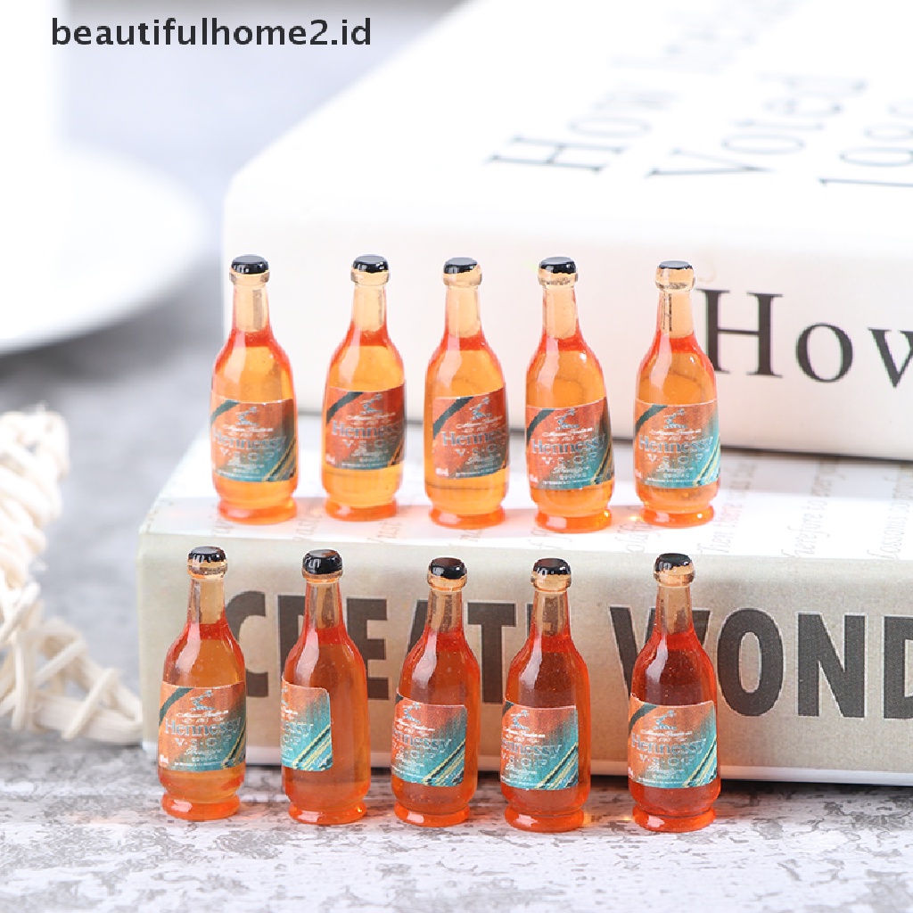 (Beautifulhome2.Id) 10pcs / Set Mainan Miniatur Botol Wine Bahan Resin Untuk Aksesoris Rumah Boneka 1 / 12