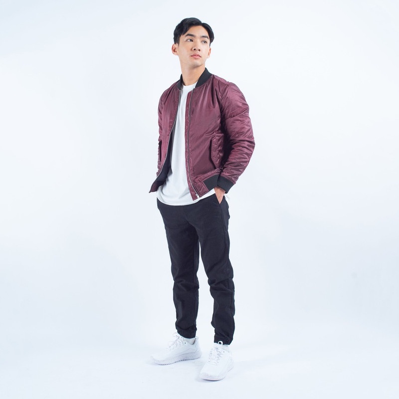 Salt n Pepper Bomber Jacket Pria 028 Maroon