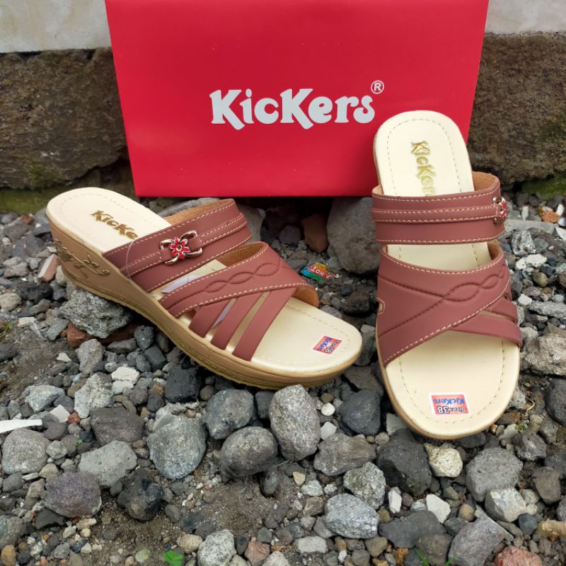 KICKERS SANDAL WANITA WEDGES Ban 2 Ukir