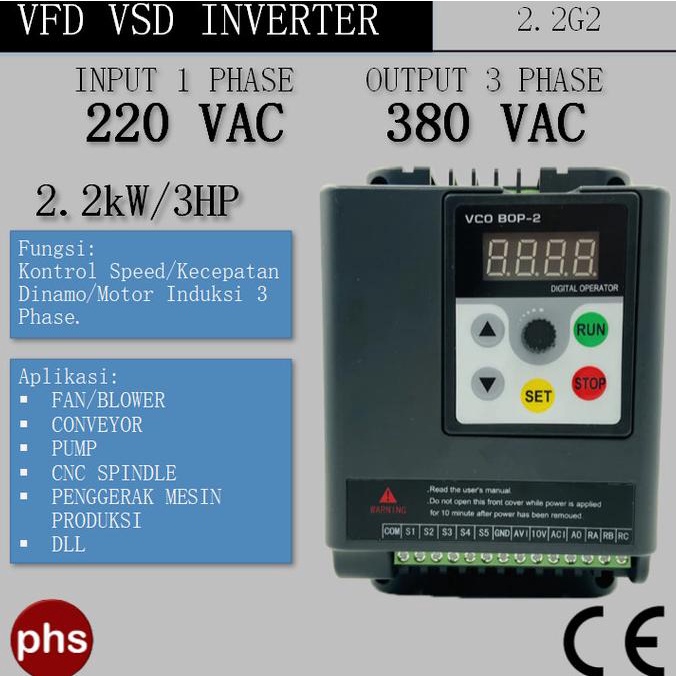 Vfd Vsd Inverter Input 1 Phase 220V Output 3 Phase 380V