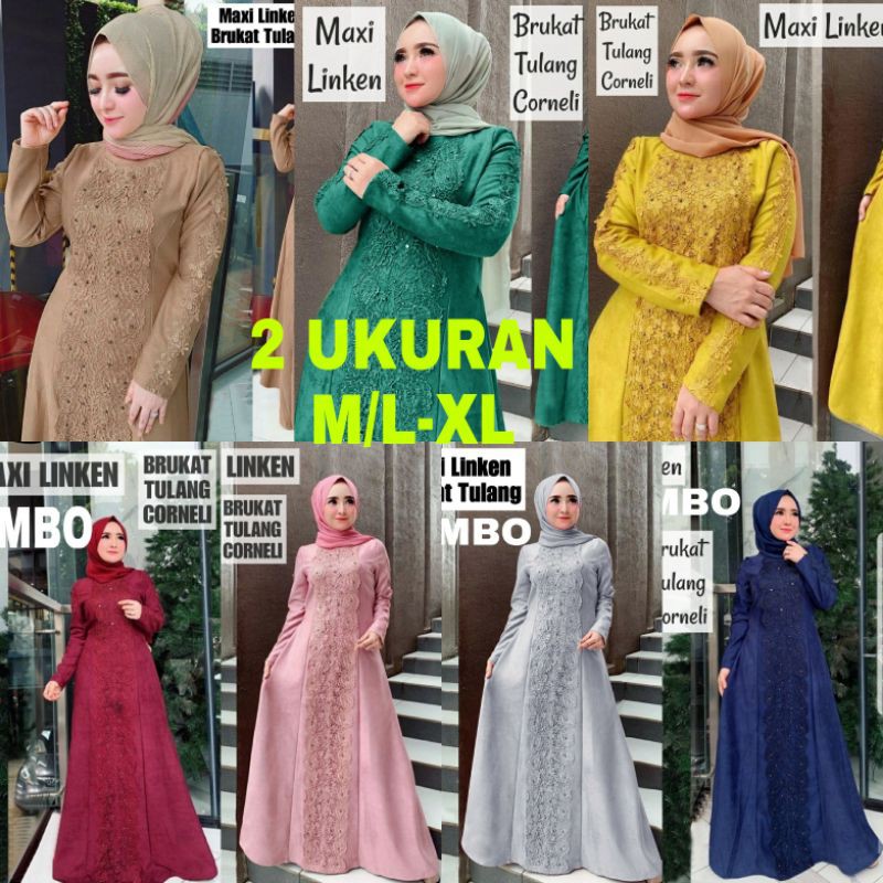 COD✅MAXI LINKEN 2 UKURAN L &amp; JUMBO  7 WARNA BRUKAT CORNELI (GOOD QUALITY)