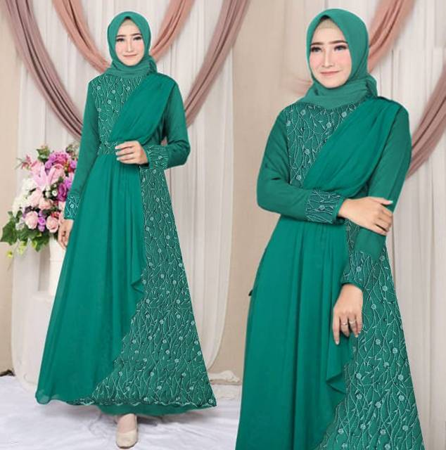 GAMIS PRITA BROKAT KEBAYA MOSCREPE PREMIUM