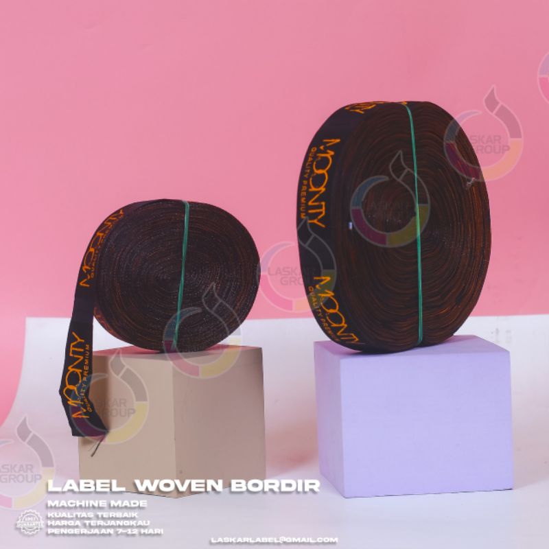 3x6 label woven bordir / label woven damas custom / label merek baju distro / hijab / koko