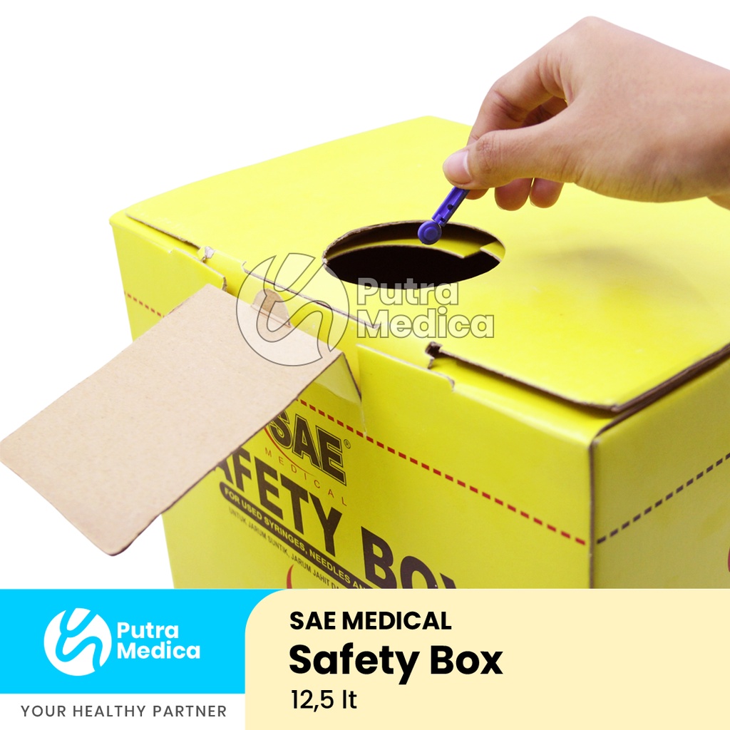 Safety Box 12,5 Liter [Kuning] - 1pc / Kotak Limbah Medis / Kardus Sampah Alat Kesehatan