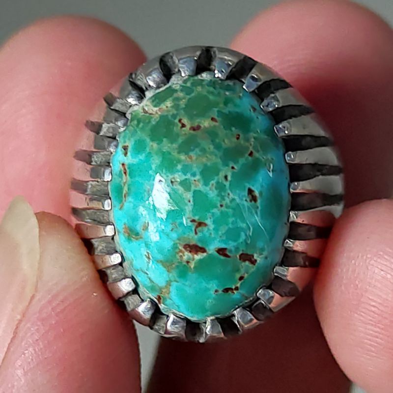 Natural Batu Pirus Persia Persie Ring Perak 925 HM