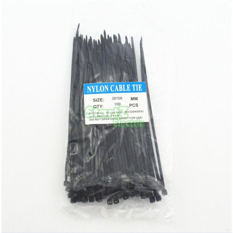 100pcs / Kantong Tali Pengikat Kabel Bahan Nilon Ukuran 3X150MM