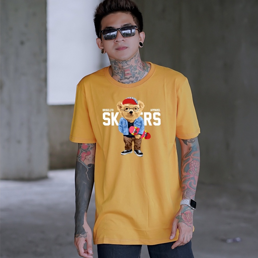 BRIGO Kaos Lengan Pendek Bear Skaters Apparel || Kaos Katun Combed M-XL || Kaos Distro BRIGO Beruang Skaters Apparel