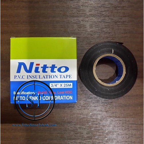 Isolasi Solatif Solatip Lakban Nitto NIto LIstrik Hitam Insulation Solasi Tape PVC Kabel 3/4&quot; X 25M Original ASLI