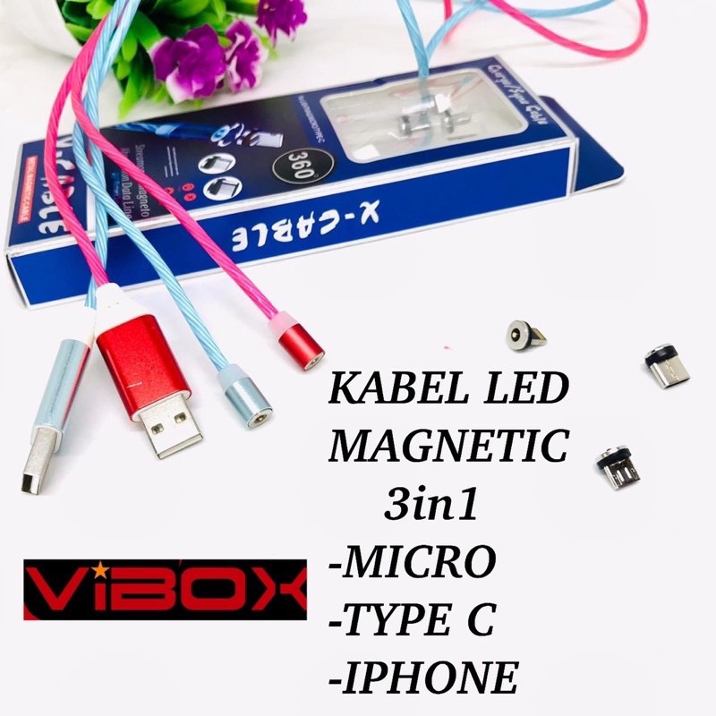 PROMO KABEL VIBOX LED DISKO MAGNET 3IN1 MICRO TYPE C