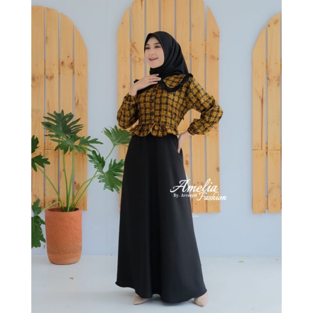 Kiran Dress By Amelia Fashion / Dress Viral /Original By Amelia Arrasyid/motif kotak