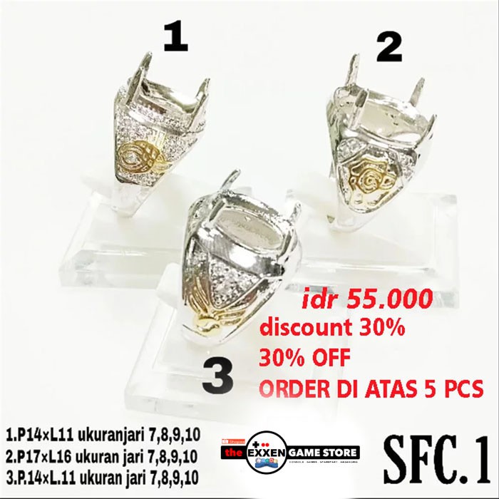 Paket Cincin 6pcs Emban Perak Cangkang AKIK Cincin Ikatan Batu Zircon Cincin Pria Perak