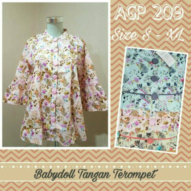 BAJU ATASAN WANITA BLOUSE BABYDOLL TANGAN TEROMPET KATUN JEPANG (AGP 209)