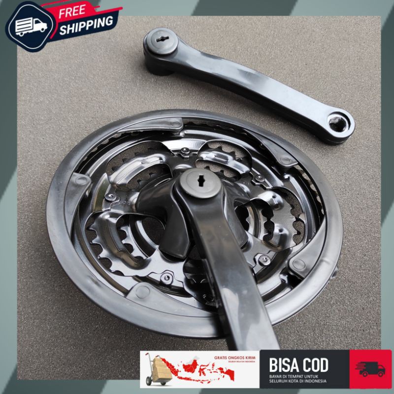 Crank 3 Speed MTB Crankset Gear Tengah 28T 34T 48T / Gir Depan Sepeda 3 Susun Untuk MTB Seli Minion