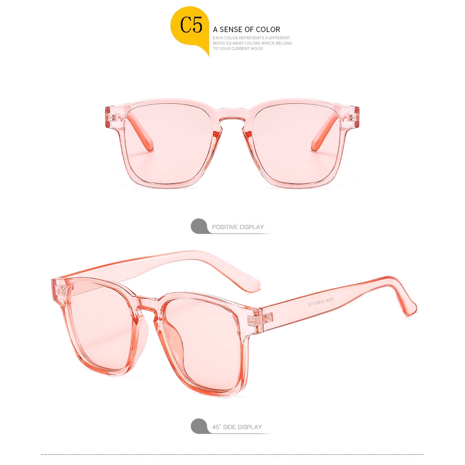 Ladies Classic Retro Sunglasses Cool Box Sunglasses Fashion Candy Color Transparent Sunglasses Wayfaring Sun Glasses